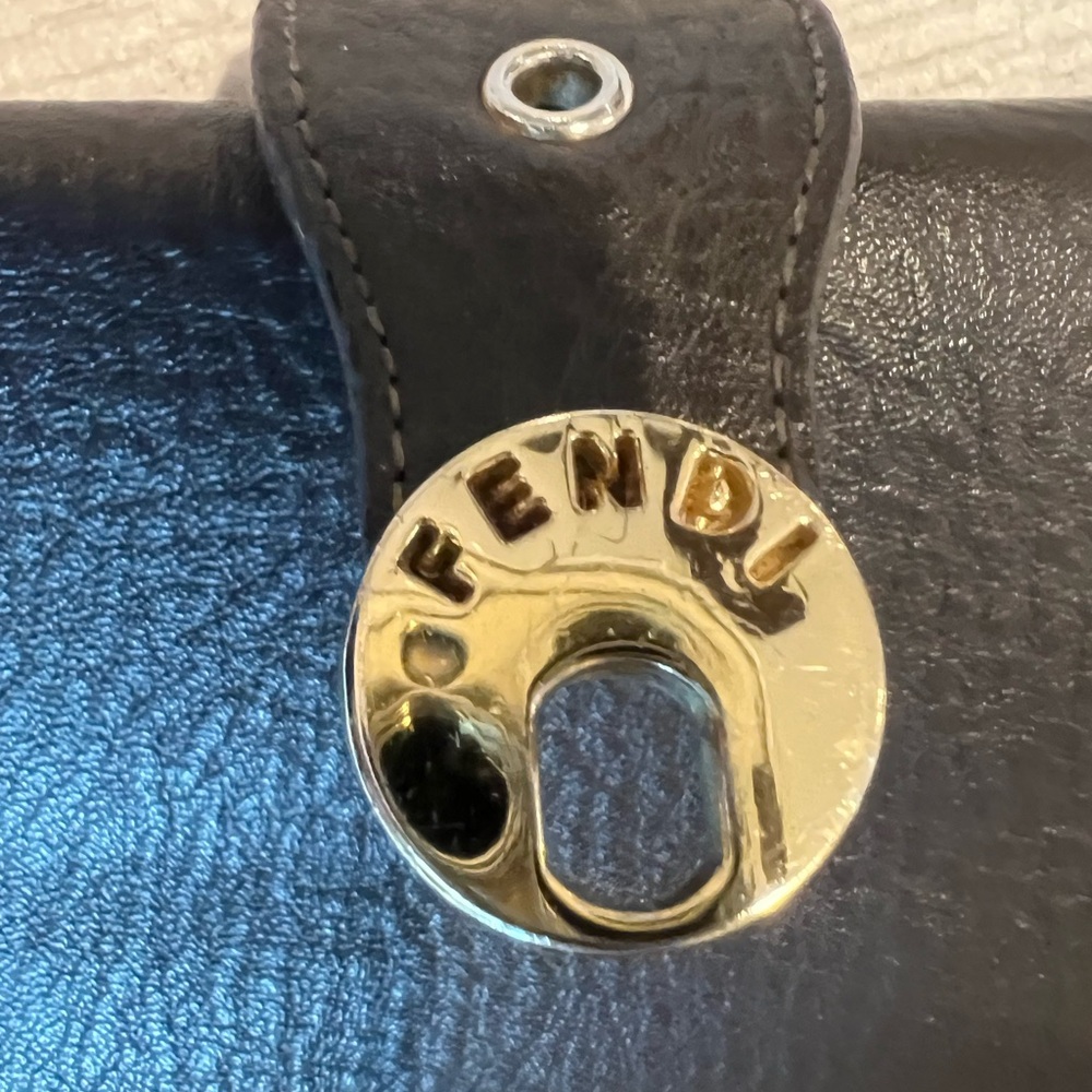 Fendi Black & Brown FF Logo Snap Wallet with Gold Hardware - Picture 2 of 6